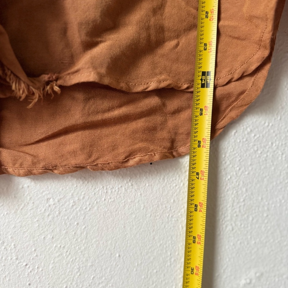 Anthropologie Pilcro Ruffled Placket Shirt in Ochre size Small - Picture 9 of 13